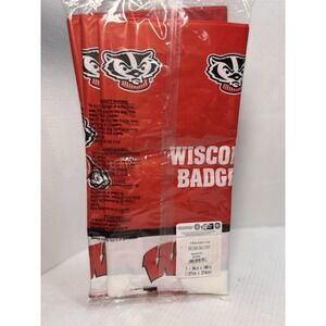 Wisconsin Badgers Table Cover Lot of 2 NCAA W Logo Party Tablecloth 54x108